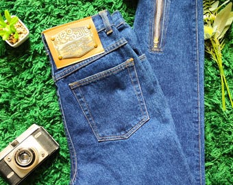 Aero Drille Jeans | Size XS-S | Vintage Dark-Wash Denim Jeans | High-Waisted Vintage Jeans | 90s Jeans | 1990s Vintage Jeans