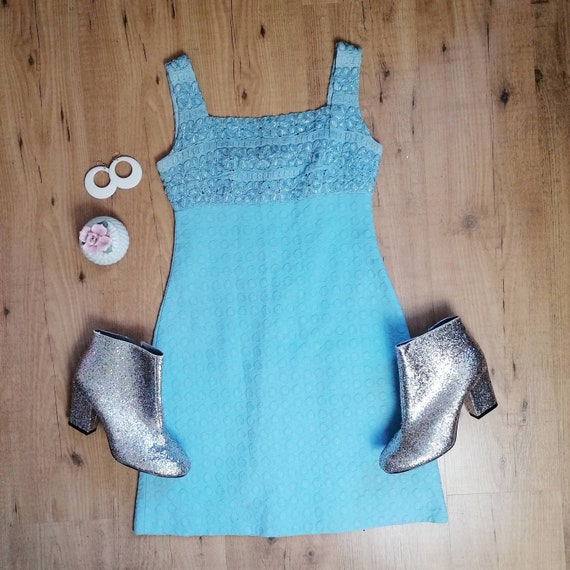 1960s Mini Dress | Size XS | Pastel Blue Mini Dres