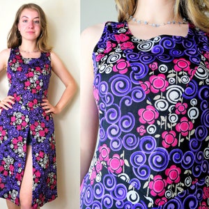 Quirky 1960s Tunic Top | Size S | Swirls Pattern 60s Dress | Purple 1960s Dress | 60s Tunic Dress | 1960s Vest | Purple Waistcoat
