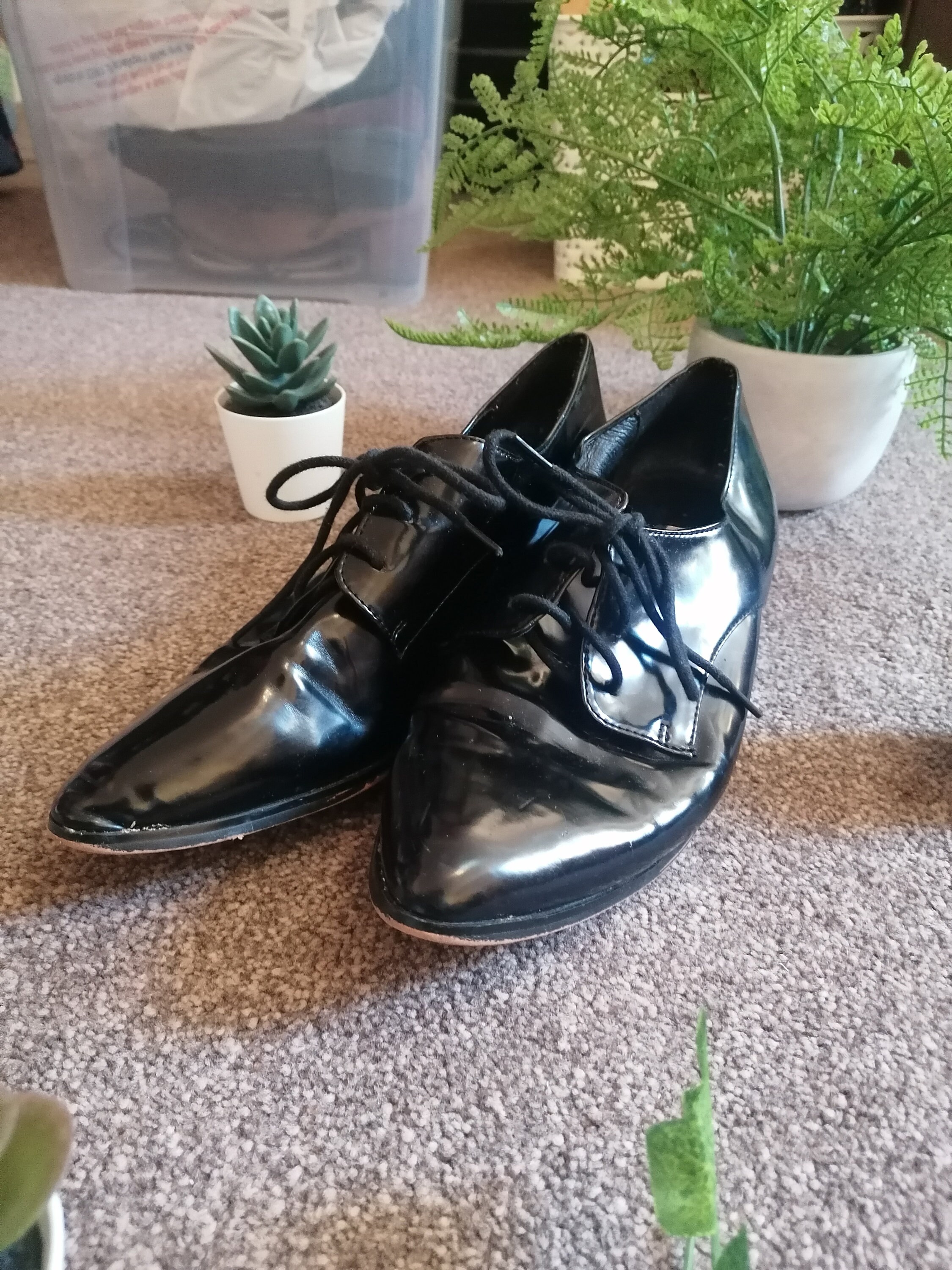 1990s Dune Wingtip Black Suede and Patent Leather Shoes 1990s Dune Black Patent Oxford Shoes | Size UK 7 | EU 40.5  main image 3