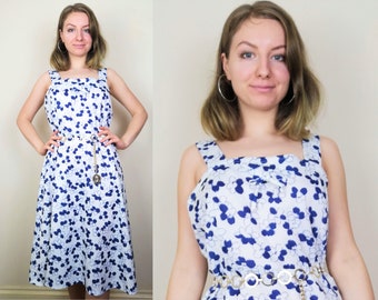 Blommig klänning från 1960-talet | Storlek S-M | Blommig vintageklänning | Blommig klänning från 1960-talet | Blommig miniklänning | Miniklänning från 1960-talet | Marinblå klänning från 60-talet