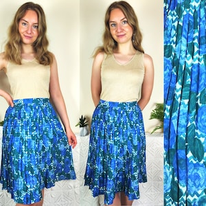 Geplooide vintage rok uit de jaren 80 | Maat XS-S | Cottagecore midi-rok | Dames Vintage bloemenrok | Rok met hoge taille | Jaren &#39;80 Vintage rok