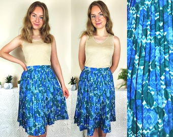Falda vintage plisada de los años 80 / Talla XS-S / Falda midi Cottagecore / Falda floral vintage para damas / Falda de cintura alta / Falda vintage de los años 80