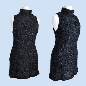 90s Y2K Little Black Dress Size XS-S | Vintage A-Line Dress | Black Mini Dress | Turtleneck Dress | 90s Mini Dress | Y2K Vintage Dress
