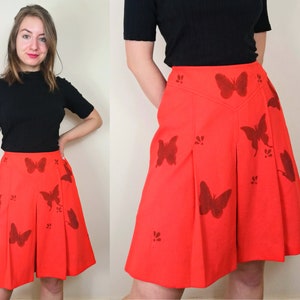 Upcycled 1960s Crimplene Skirt | Size XS-S | Orange Mod Skirt | Mod Mini Skirt | Crimplene Mini Skirt | Vintage Schoolgirl Skirt | 60s Skirt