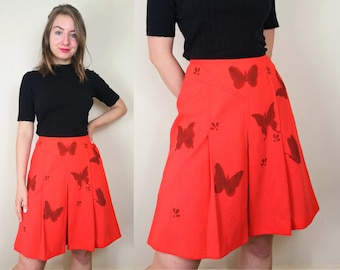 Upcycled 1960s Crimplene Skirt | Size XS-S | Orange Mod Skirt | Mod Mini Skirt | Crimplene Mini Skirt | Vintage Schoolgirl Skirt | 60s Skirt