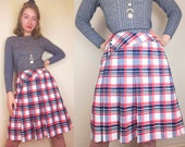 Plaid 1960s 70s A-Line Skirt | Size S | Tartan Mini Skirt | Vintage Pleated Skirt | A-Line Mini Skirt | 60s Mini Skirt | 70s Preppy Skirt