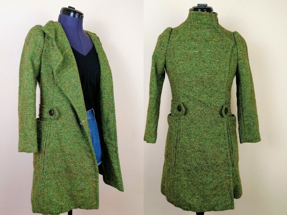 Wool 1960s Mod Coat | Size XS | 1960s Coat | 60s V