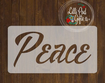 Peace-Script- 6.5x3 - Re-usable stencil, DIY stencil, peace, diy, peace stencil, hope, love, Christmas stencil, holiday stencil, lpgdesigns