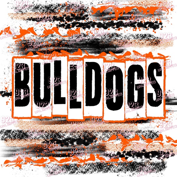 070-BULLDOGS-Brush- Orange & Black -Digital Papers, Instant Download, Bulldogs Orange Black, sublimation jpg and png 300dpi, brush stroke