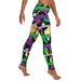 Women's Purple Mardi Gras Leggings With Bead Design - Opaque, Stretchy Party Tights For Fat Tuesday - View #9