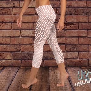 Christys Rose Pink Capri Leggings | Rose Pink Leggings | Diamond Leggings | Yoga Leggings | Womens Leggings