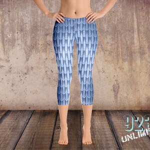 Sammies Light Blue Mermaid Capri Leggings mermaid leggings ocean leggings mermaid tights yoga mermaid leggings yoga tights