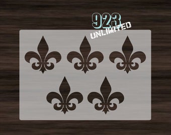 Fleur De Lis - 5 - Re-usable stencil, fleur de lis stencil, 5 fluer de lis, reusable, plastic, mylar, DIY stencil, made to order