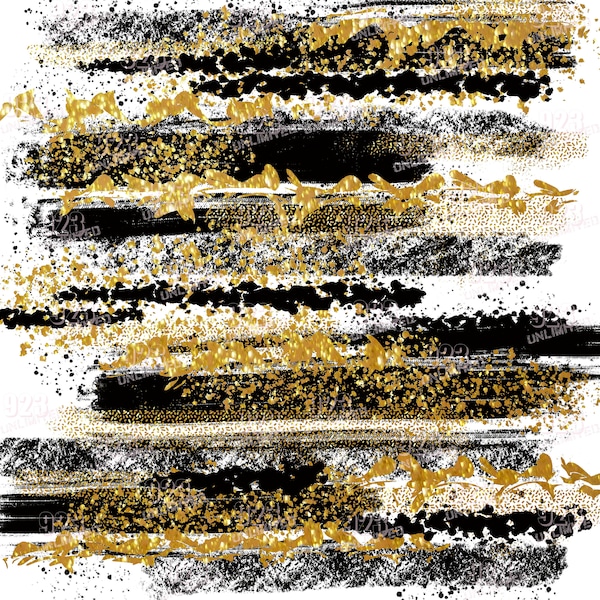 196 - Brushes-Black & Gold -Brushes-Digital Papers, Instant Download, Digital gold, sublimation jpg and png 300dpi, brush strokes gold black