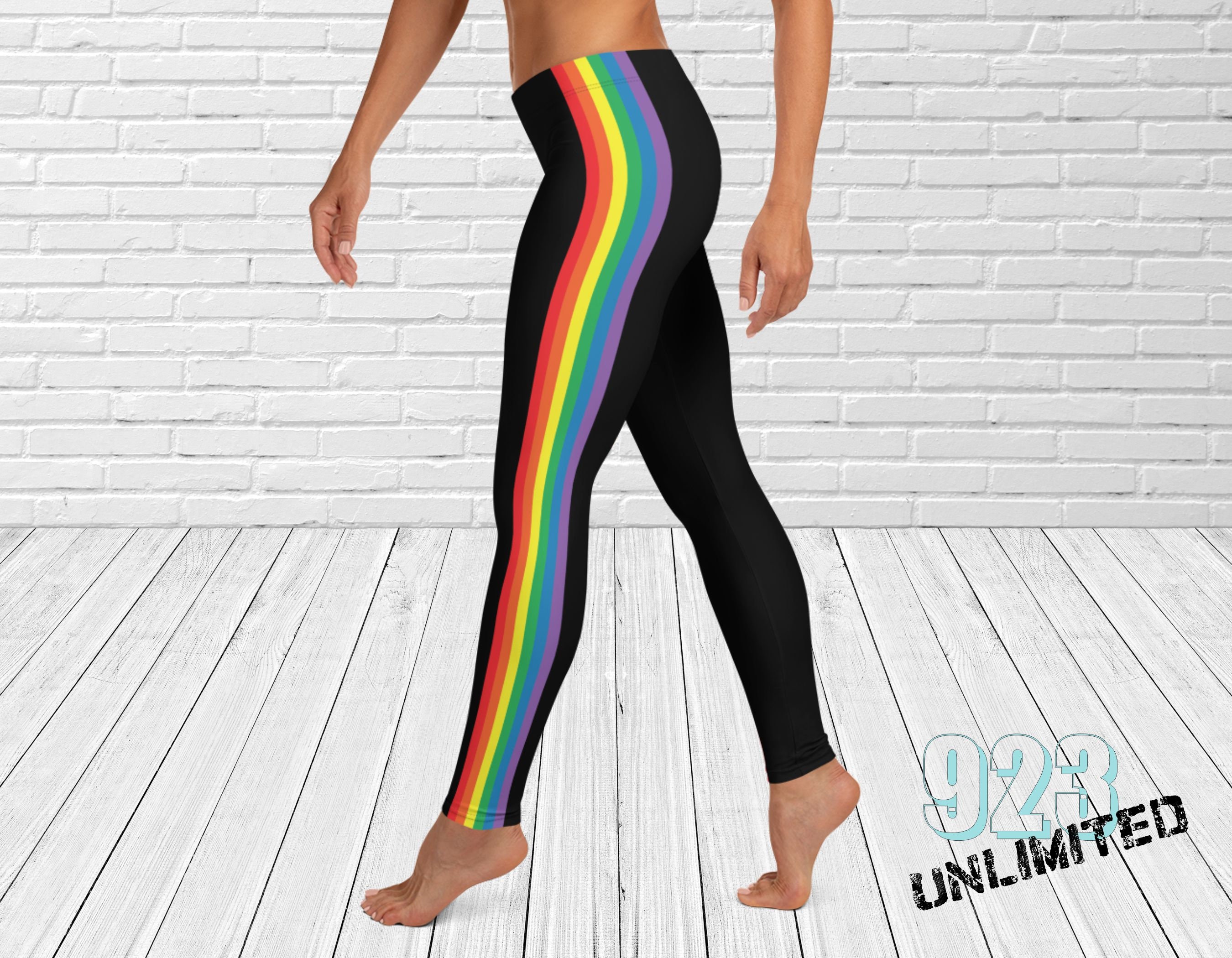 Stacie's Rainbow Long Leggings Rainbow Leggings Striped 