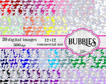 Bubbles Papers 30 Digital Papers, Instant Download, Digital Background Papers, bubble paper, Textured Papers, Bubble 30 Pack