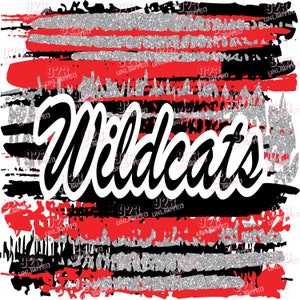 132-Wildcats Outline - Black & Red -Brushes-Digital Papers, Instant Download, Digital Wildcats Red Black, sublimation jpg and png 300dpi