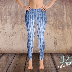 Sammies Light Blue Mermaid Long Leggings mermaid leggings ocean leggings mermaid tights yoga leggings yoga tights