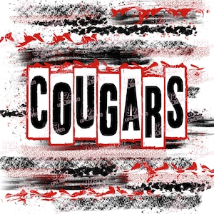 201 - COUGARS-Black & Red - Digital Papers, Instant Download, Digital Cougars,sublimation jpg and png 300dpi, brush red