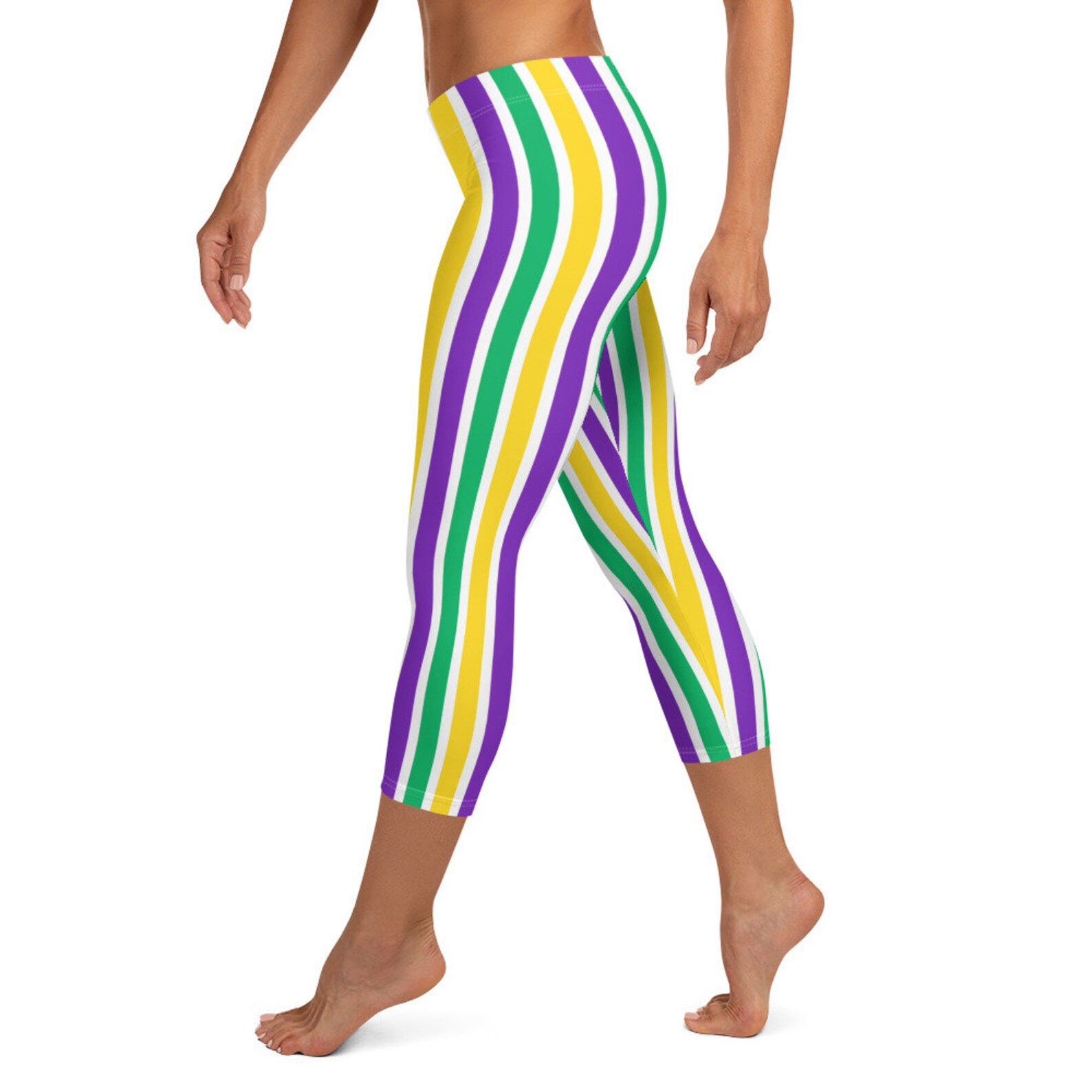 Mardi Gras Whitestriped Leggings Fun Leggings Yoga Tights Etsy