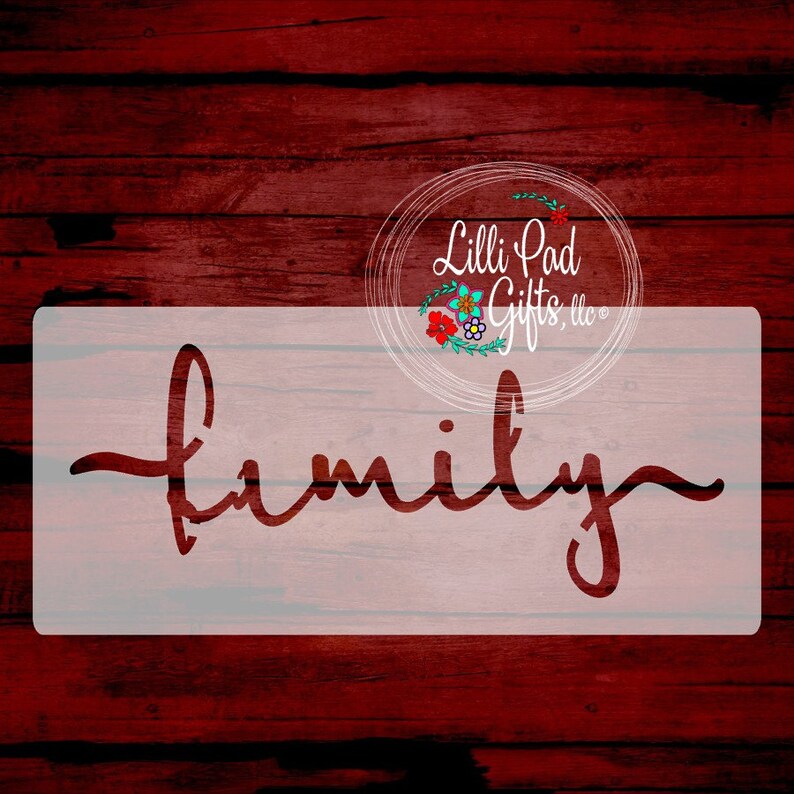 Family script 9x3.5 Re-Usable Stencil family stencil | Etsy