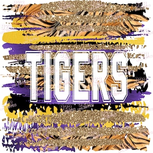 118-TIGERS- Purple and Gold -Brushes-Digital Papers, Instant Download, Digital Tigers and Gold, sublimation jpg and png 300dpi, brush stroke