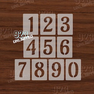 Brinlie Numbers - 4 inch Numbers 0-9 - Re-usable stencils, stencil numbers, numbers, painting numbers, DIY, multi use, address