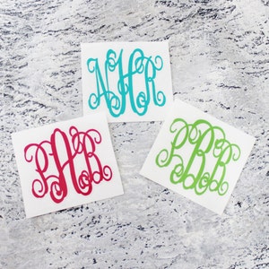3 Letter Vine Monogram Decal for Yeti Colsters, Tumblers, Coolers, Window Stickers, Laptop Stickers, Phone Case Stickers