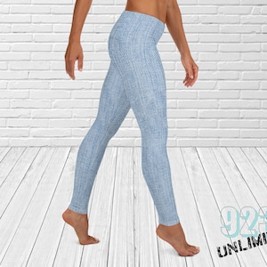 Leggings largos con efecto denim claro de Beth / Leggings con efecto de mezclilla azul / Leggings con efecto de mezclilla / Leggings azules / Leggings de mezclilla para mujer / Mallas de mezclilla