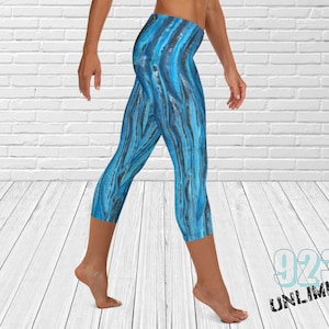 The Melting Pot Yoga Capri Leggings | Blue Leggings | Yoga Leggings | Blue Tights | Workout Capris | Fun Tights | Stretchy Leggings