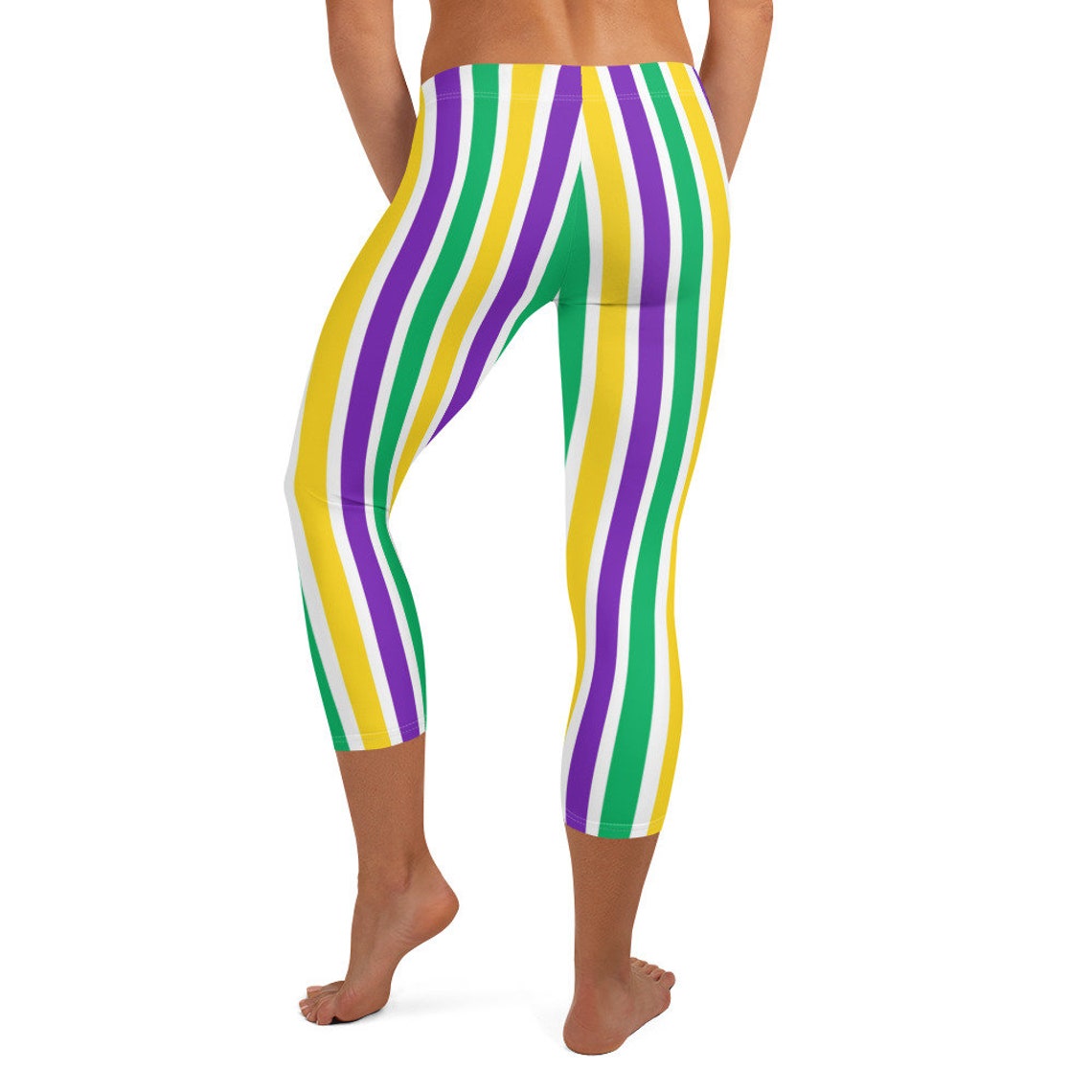Mardi Gras Whitestriped Leggings Fun Leggings Yoga Tights Etsy