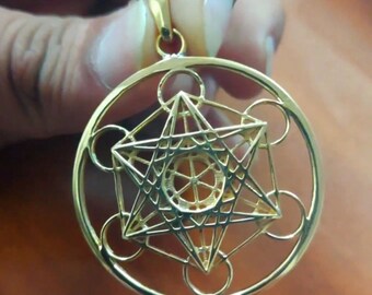 Handmade Metatron's Cube Brass Pendant high quality sacred and metaphysical jewelry for gift purpose as well.