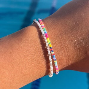 Dainty Bead Bracelet/Anklet, Waterproof, Stainless Steel Seed Bead Jewelry, Multi-Color Bracelet, Summer Anklet, Colorful Beaded Jewelry