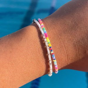 Tiny Bead Bracelet/Anklet, Waterproof, Stainless Steel Seed Bead Jewelry, Multi-Color Bracelet, Summer Anklet, Colorful Beaded Jewelry