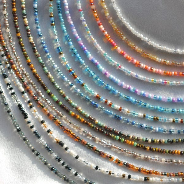 Dainty Waterproof Seed Bead Necklace, Summer Jewelry, Durable Necklace, Colorful Beaded Choker, 8/0 3mm Beaded Necklace, Stainless Steel