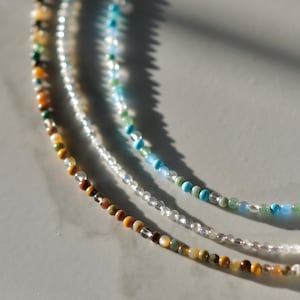 Mixed Dainty Gemstone Beaded Choker, Stainless Steel Gemstone Necklace, Crystal Necklace, Healing Stone Necklace, Waterproof Jewelry