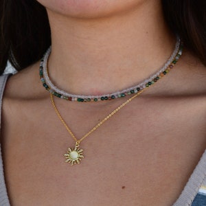 Dainty Waterproof Gemstone Beaded Choker Stainless Steel Gemstone Necklace, Crystal Necklace, Healing Stone Necklace, Boho Hippie Jewelry image 5