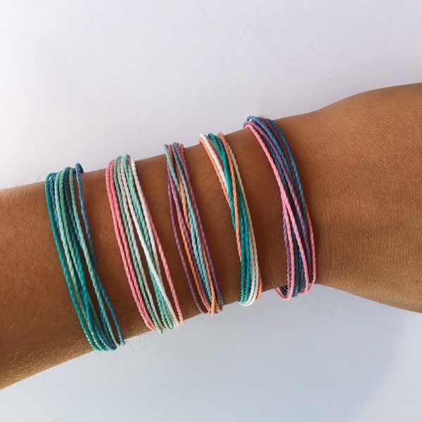 Pura Vida-Style Waterproof Bracelet/Anklet | Choose Your Color, Adjustable String Stack Bracelets, Surfer Bracelet, Friendship Bracelet