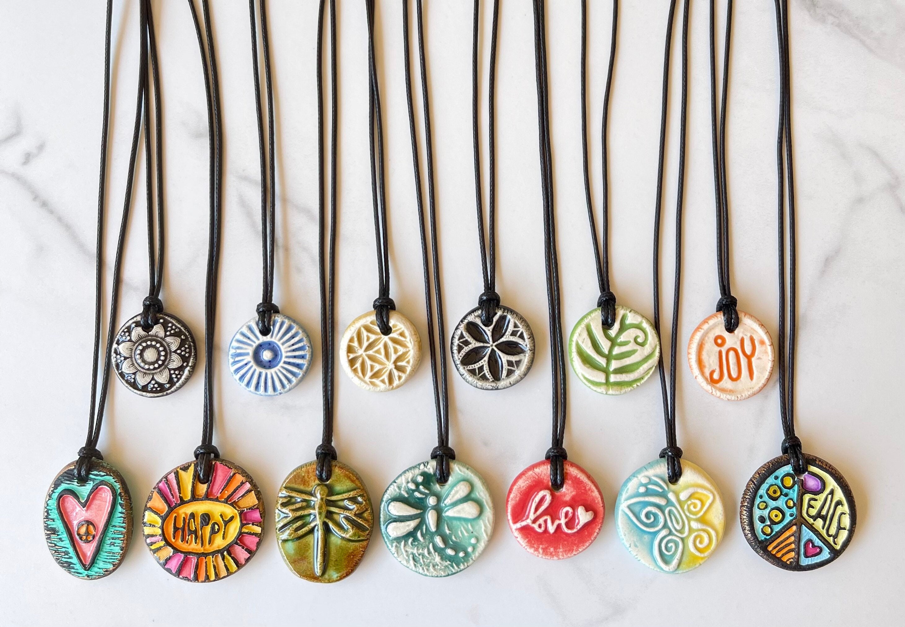 Clay Charm Necklaces Black Cord Pendant Necklace, Ceramic Pendant Necklace, Handmade Adjustable Jewelry, Hippie Necklace, Unique - Etsy Clay Charm Necklaces Black Cord Pendant Necklace, Ceramic Pendant Necklace, Handmade Adjustable Jewelry, Hippie Necklace, Unique - Etsy