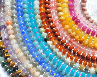 Collar de cuentas de piedras preciosas con rondelle grueso, collar de cuentas de piedras preciosas de caramelo, gargantilla de cuentas de disco de cristal, chapado en oro, acero inoxidable