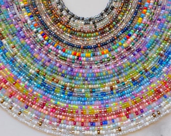 Waterproof Seed Bead Choker, STAINLESS STEEL Necklace, Seed Bead Jewelry, Multi-Color Choker, Mixed Bead Choker, Summer Necklace 4mm