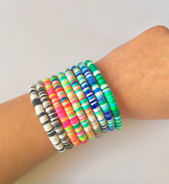 Rainbow Heishi Bead Waterproof Bracelet/anklet Choose Your Etsy