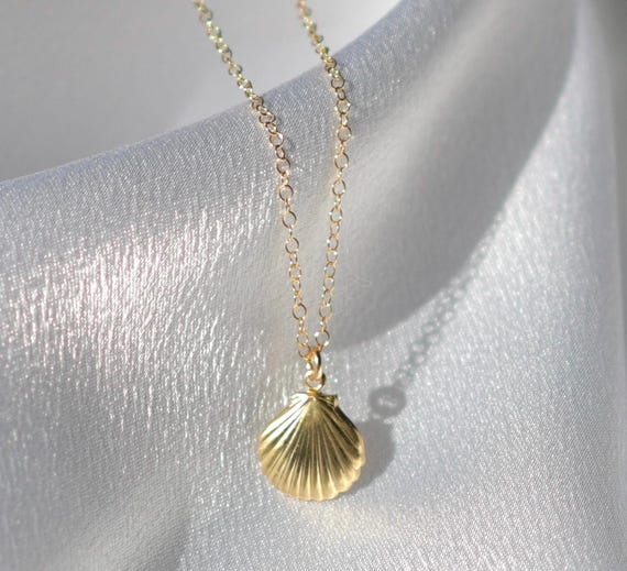 Shell Gold Filled Necklace, Tarnish-Free Hypoallergenic Necklace, Dainty  Ocean Necklace, Adjustable Necklace, Ocean-Lover Gift