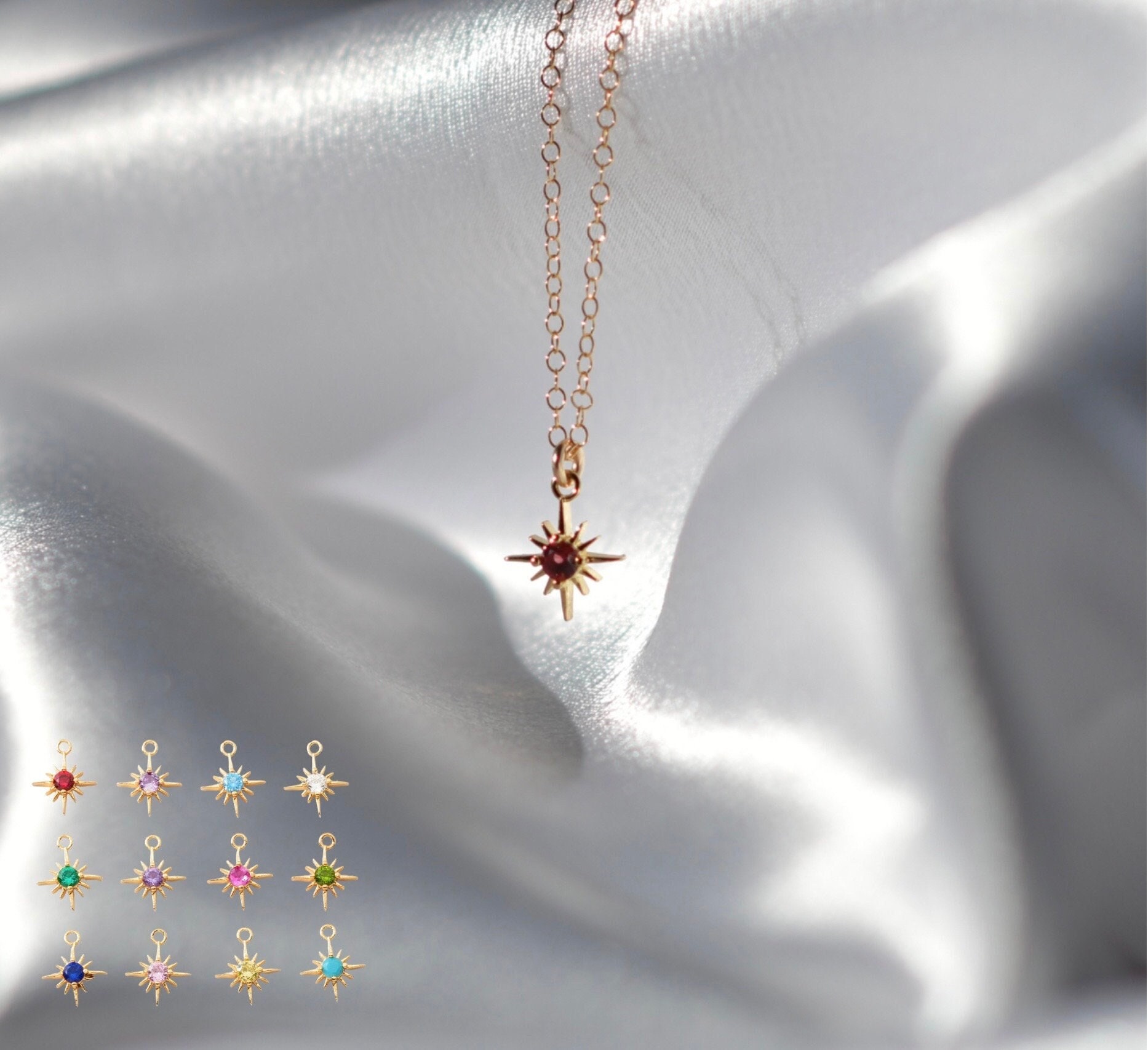 Geburtsstein Stern, Geburtsmonat Schmuck, Minimalistische personalisierte Halskette, zierliche himmlische Schmuck, CZ Halskette