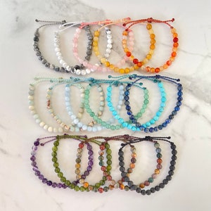 Bracelet de cheville en perles de pierres précieuses, Bracelet imperméable, Bijoux en pierres précieuses véritables, Bracelet de perles réglable, Bracelet de surfeur coloré