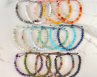 Gemstone Beaded Bracelet/Anklet, Waterproof Bracelet, Real Gemstone Jewelry, Adjustable Beaded Bracelet, Colorful Surfer Bracelet