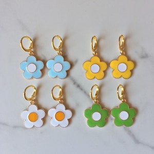 Flower Huggies | 18k Gold-Plated, Colorful Gold Flower Earrings