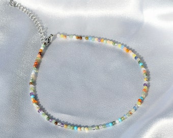 Multi Edelstein Perlen Choker | Edelstahl-Edelstein-Halskette, Kristallhalskette, gemischte Edelstein-Halskette