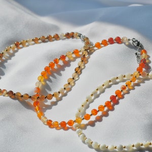 Gemstone Bead Accent Choker, Stainless Steel Gemstone Necklace, Beaded Gemstone Necklace, Adjustable Gemstone Choker, Colorful Necklace